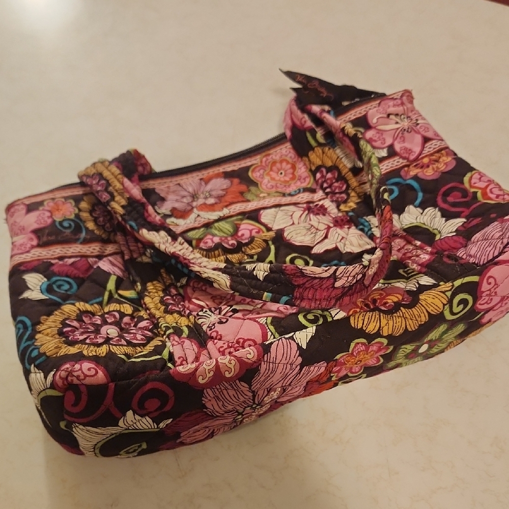Vera Bradley Pink and Black Floral Shoulder Bag